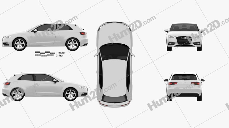 Audi A3 Hatchback de 3 portas 2013 car clipart