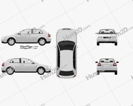 Audi A3 (8L) 3-door 2003 car clipart