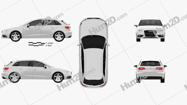 Audi A3 Sportback 2013 Clipart Image