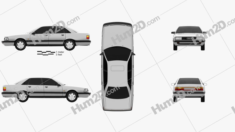Audi 200 sedan 1983 car clipart