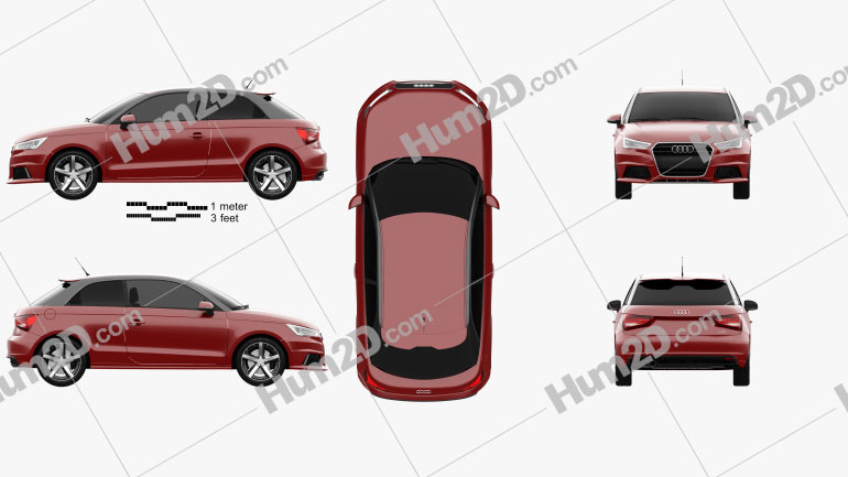 Audi A1 de 3 portas 2015 Blueprint