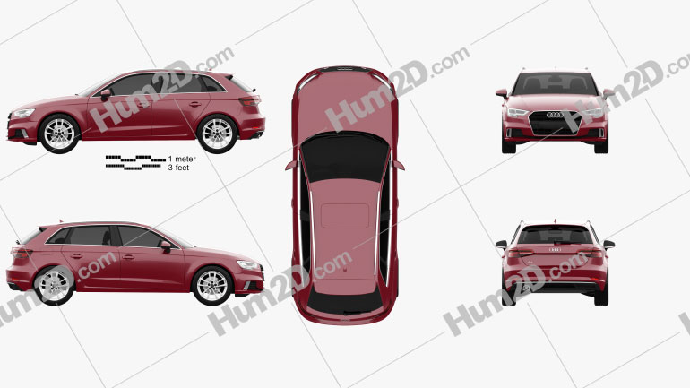 Audi A3 Sportback 2016 car clipart