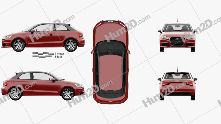 Audi A1 3-door with HQ interior 2015 car clipart