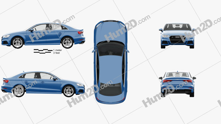 Audi A3 S-line sedan with HQ interior 2016 car clipart