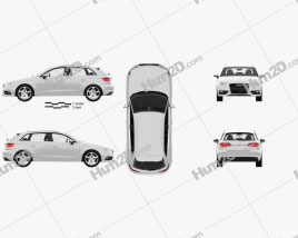 Audi A3 Sportback with HQ interior 2013 car clipart