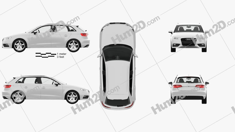 Audi A3 Sportback with HQ interior 2013 car clipart