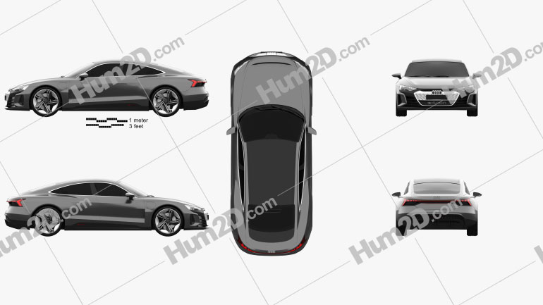 Audi e-tron GT 2018 Clipart Image