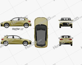Audi A1 Sportback S-line with HQ interior 2018 car clipart