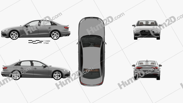 Audi A4 sedan with HQ interior 2019 car clipart