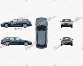 Audi A6 S-Line avant with HQ interior 2018 car clipart