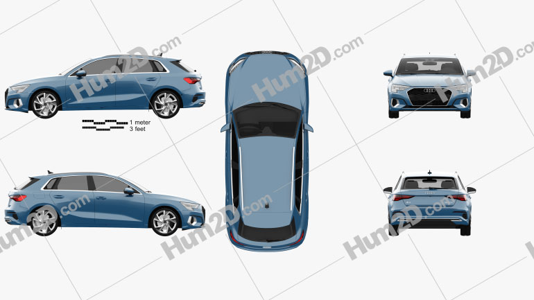 Audi A3 sportback 2020 car clipart