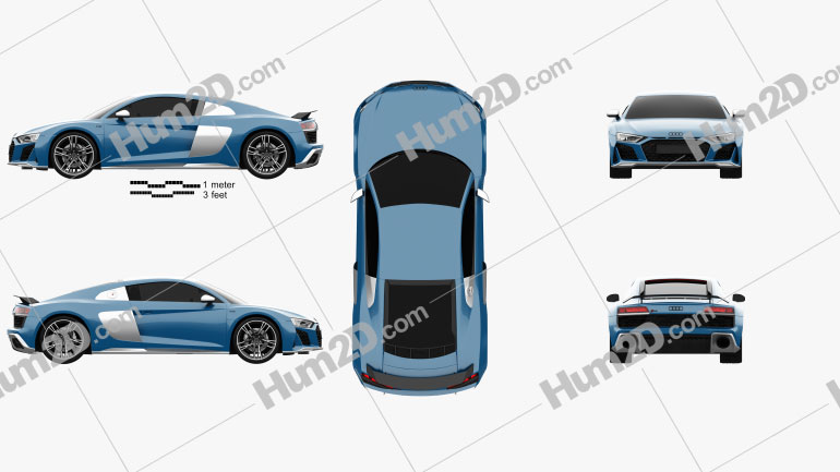 Audi R8 V10 coupe 2019 Blueprint