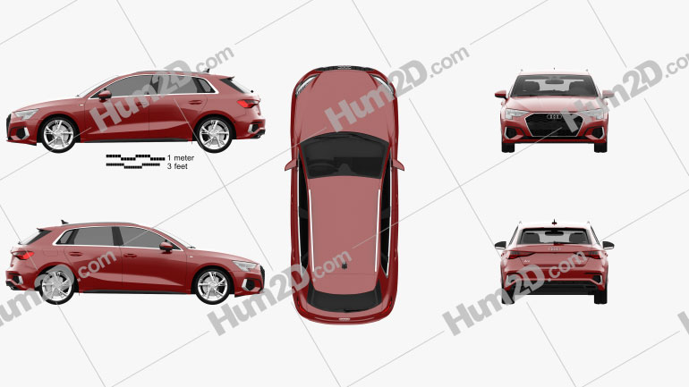 Audi A3 S-line sportback 2020 car clipart