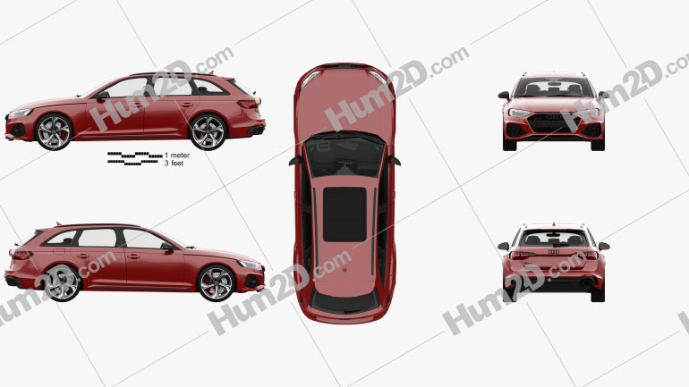 Audi RS4 avant mit HD Innenraum 2021 Clipart Bild
