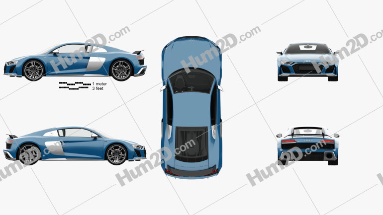 Audi R8 V10 coupe with HQ interior 2019 car clipart