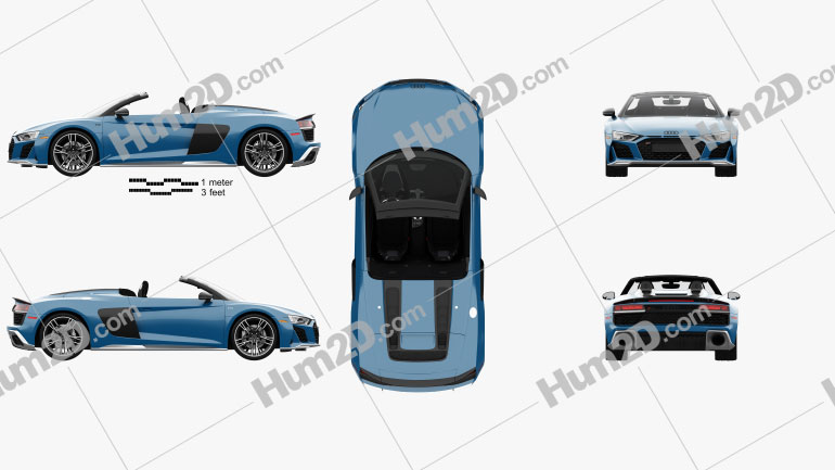 Audi R8 V10 US-spec spyder com interior HQ 2019 car clipart