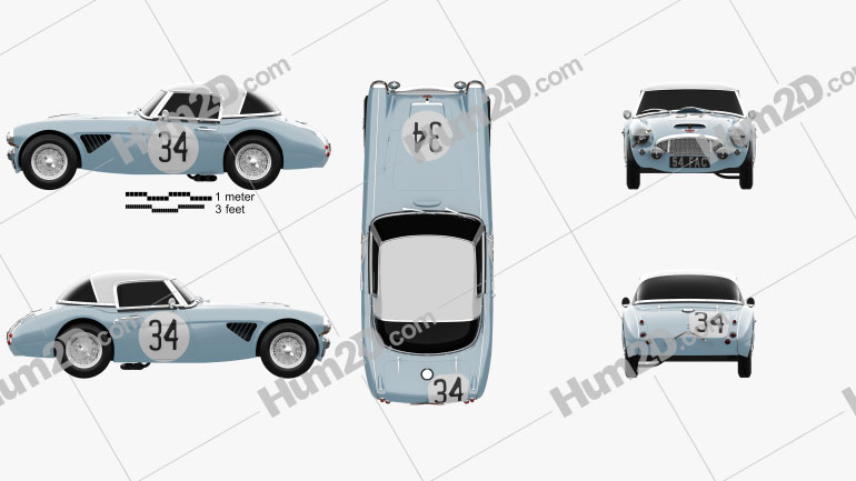 Austin-Healey 3000 Rally 1964 car clipart