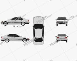BMW 3 Series (E36) sedan 2000 car clipart