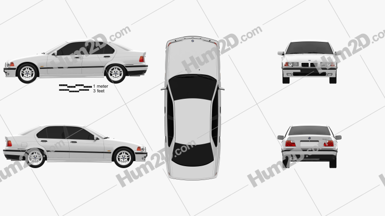 BMW 3 Series (E36) sedan 2000 car clipart