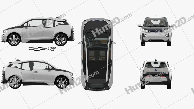 BMW i3 com interior HQ 2014 car clipart