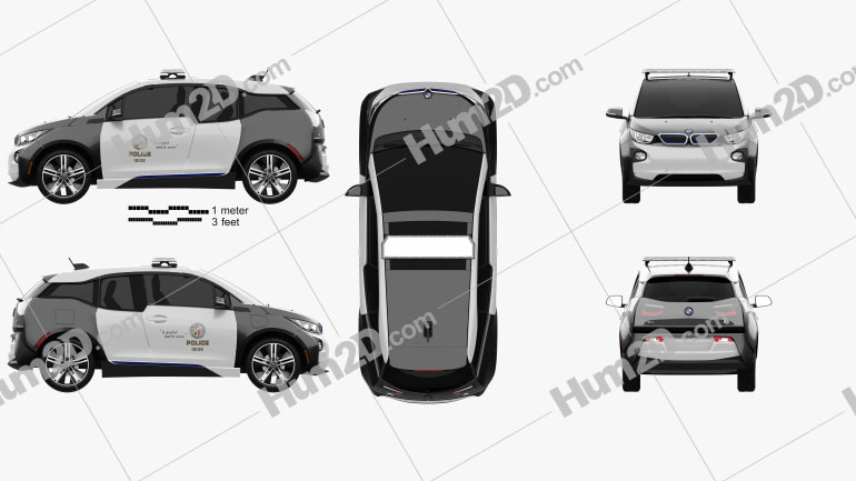 BMW i3 Police LAPD 2016 car clipart
