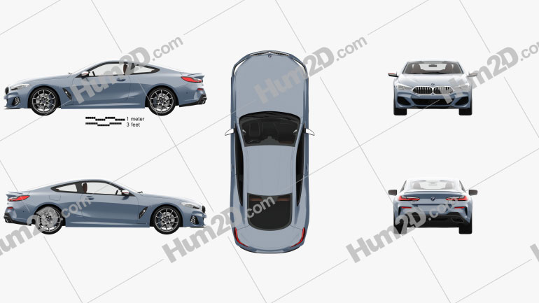 BMW 8 Series M850i coupe com interior HQ 2019 car clipart