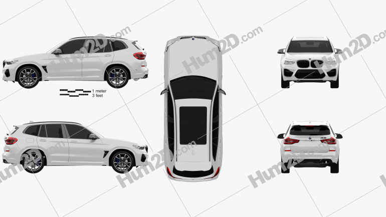 BMW X4M Competition (2019) Blueprints Vector Drawing X3 f97