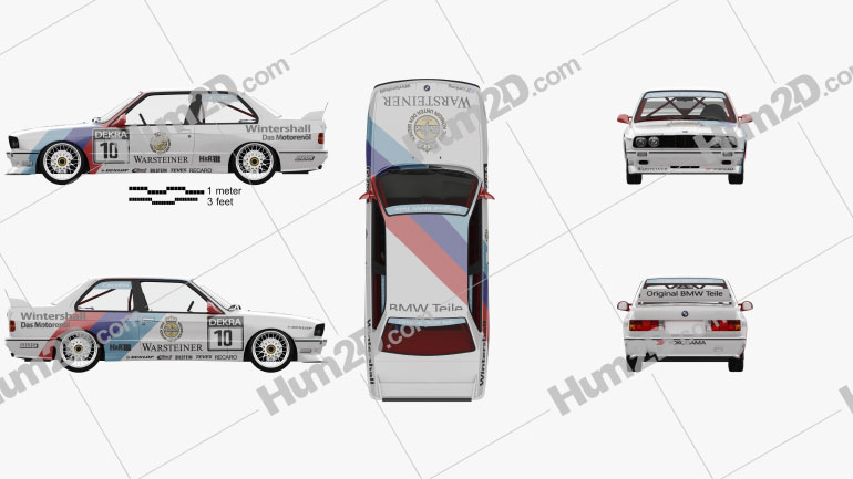 BMW M3 (E30) DTM coupe with HQ interior 1989 car clipart