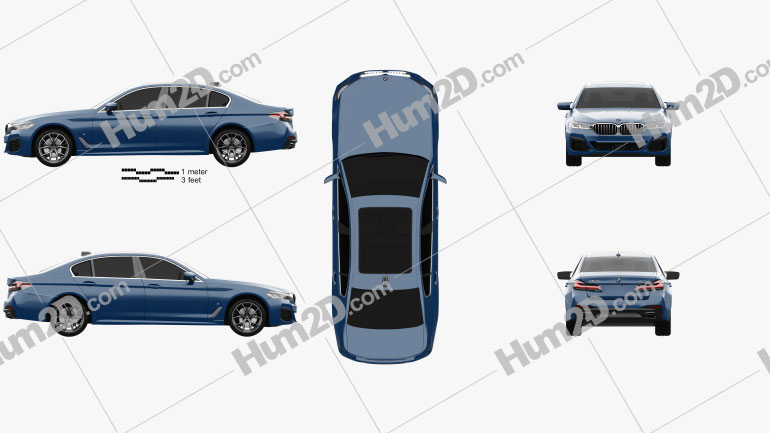 BMW 5 Series L M-sport sedan 2020 car clipart