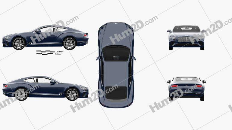 Bentley Continental GT com interior HQ 2018 car clipart