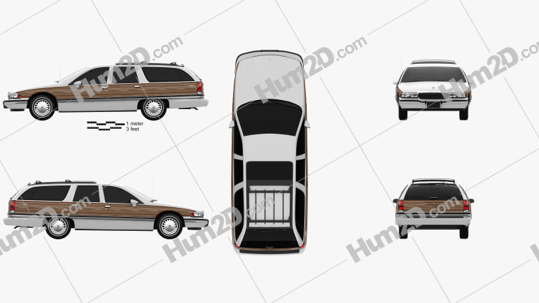Buick Roadmaster wagon 1991 Clipart Image