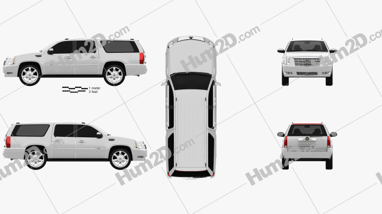 Cadillac Escalade ESV 2011 Clipart and Blueprint - Download Vehicles ...