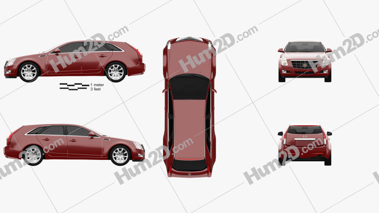 Cadillac CTS sport wagon 2009 car clipart