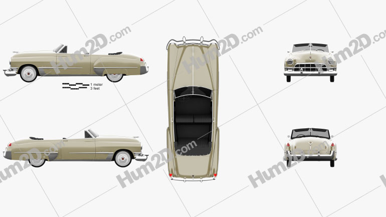 Cadillac 62 convertible 1949 car clipart