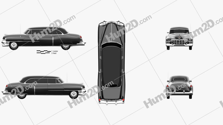 Cadillac 75 sedan 1953 car clipart