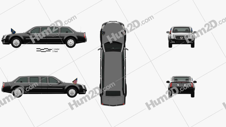 Cadillac US Presidential State Car with HQ interior 2017 car clipart