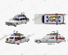 Cadillac Fleetwood 75 Ghostbusters Ectomobile with HQ interior and engine 1987 car clipart