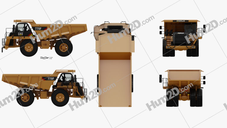 Caterpillar 775F Dump Truck with HQ interior 2018 PNG Clipart