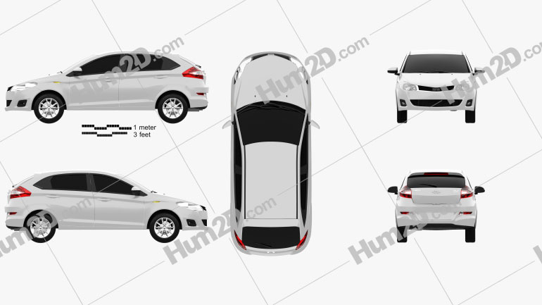 Chery A13 (Fulwin 2) hatchback 2012 Clipart Image