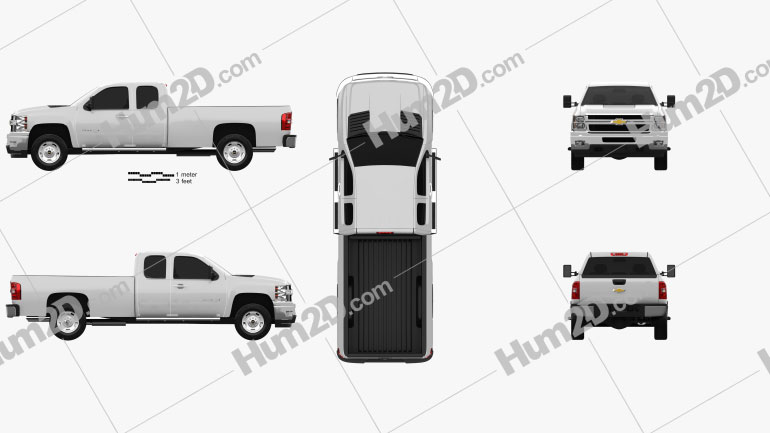 Chevrolet Silverado HD Extended Cab Long Bed 2011 PNG Clipart