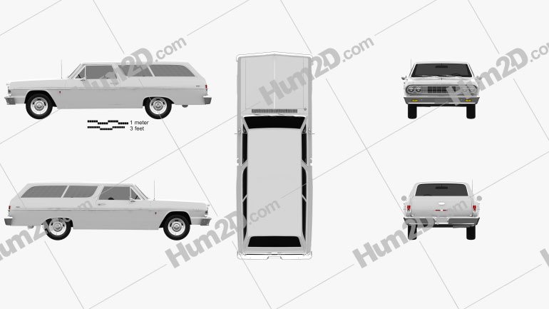 Chevrolet Chevelle (Malibu) 2-door wagon 1964 car clipart