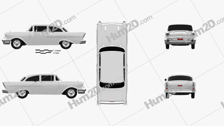 Chevrolet 150 2-door sedan 1957 car clipart