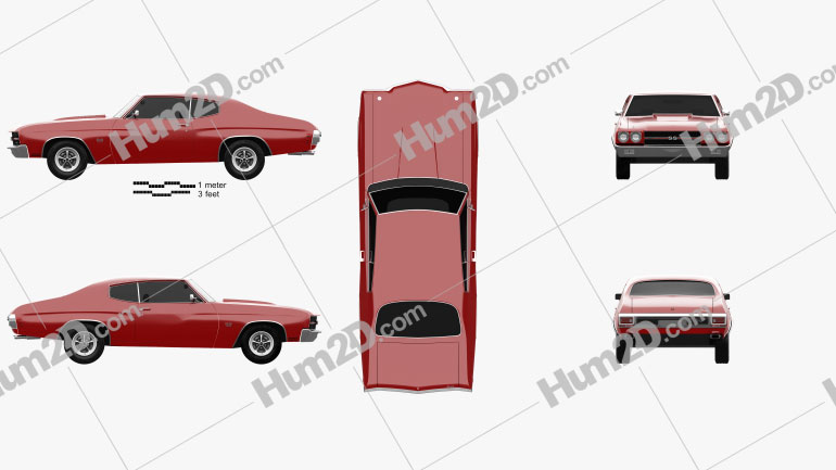 Chevrolet Chevelle SS 396 hardtop coupe 1970 car clipart