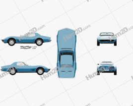 Chevrolet Corvette (C3) Convertible with HQ interior 1968 car clipart