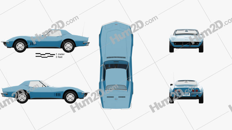Chevrolet Corvette (C3) Convertible with HQ interior 1968 car clipart