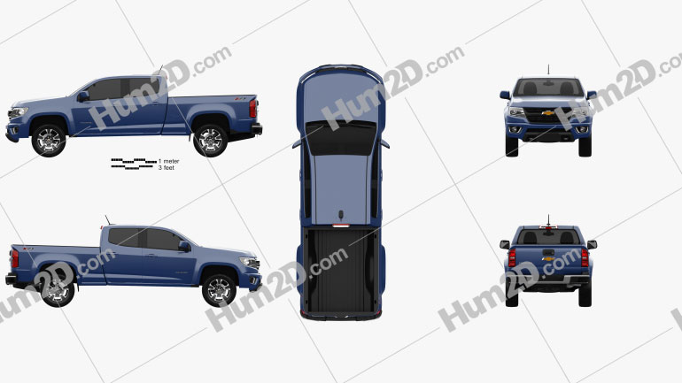 Chevrolet Colorado Crew Cab Long Box Z71 US-spec 2014 Blueprint