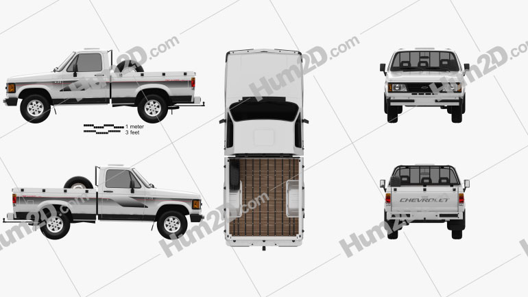 Chevrolet D-20 Single Cab 1992 Blueprint