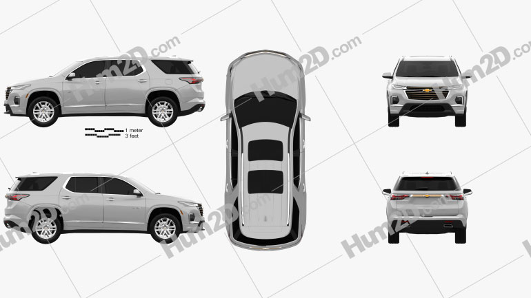 Chevrolet Traverse High Country 2020 Clipart and Blueprint  Download