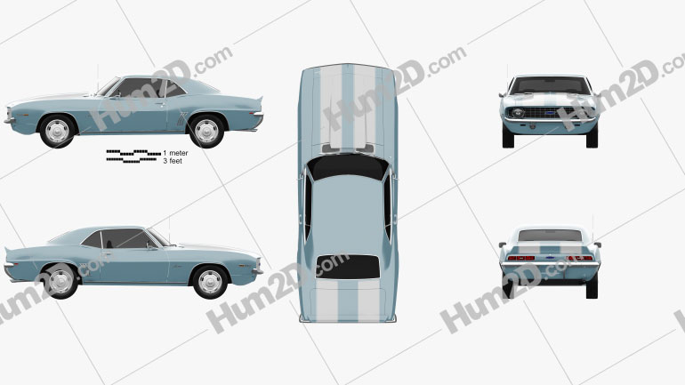 Chevrolet Camaro 350 coupe 1969 car clipart