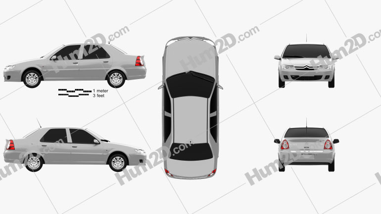 Citroen C-Elysee sedan 2008 car clipart